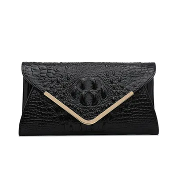 

2019 new fashion crocodile pattern genuine leather clutch bag shoulder messenger bag ladies chain handbag Women mobile phone bag