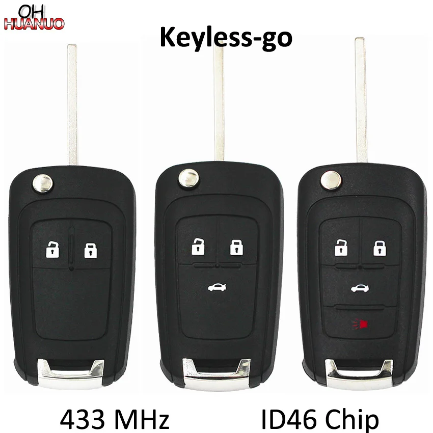 

2 Button,3 Button,4 Button Keyless-go Folding Remote Key for Chevrolet 433MHz with ID46 Chip HU100 Balde (after market)
