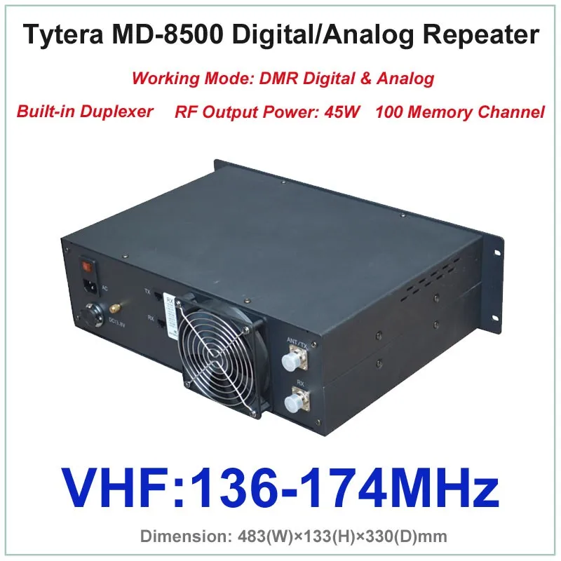 Tytera TYT md-8500 УКВ 136-174 мГц DMR цифровой и аналоговый Профессиональный Двухканальные рации ретранслятора с двусторонней печати (rf Выход мощность