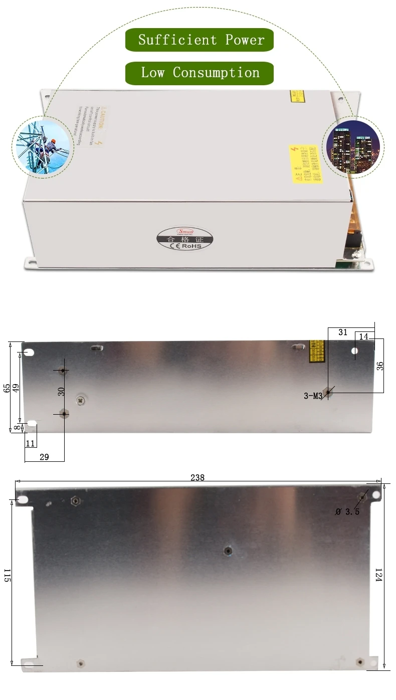 Fonte de alimentação smps com led de