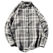 Модная Мужская Фланелевая рубашка с длинными рукавами; сезон весна-осень; клетчатая рубашка для мужчин и женщин; Повседневная винтажная уличная одежда в японском стиле; Camisas