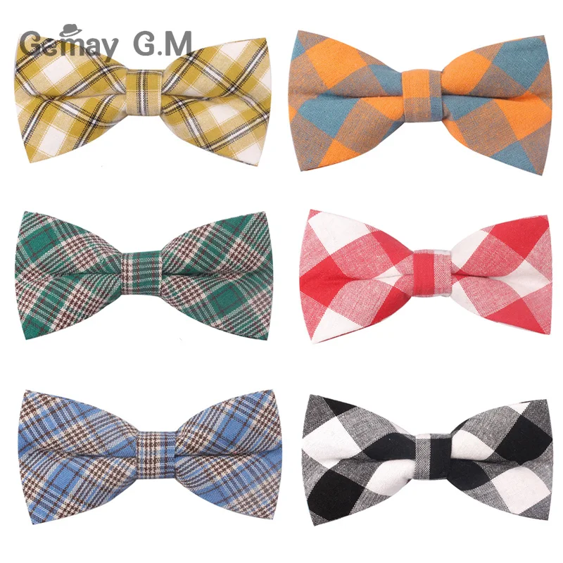 

Plaid Cotton Bow Tie For Men Classic Shirts Bowtie For Business Wedding Bowknot Adult Mens Bowties Cravats Black Red Tie