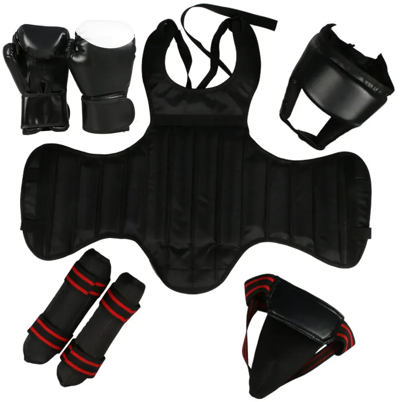 

Sanda full set protective goods MMA Taekwondo Karate sport shin protector arm protector helmet body protector crotch protector