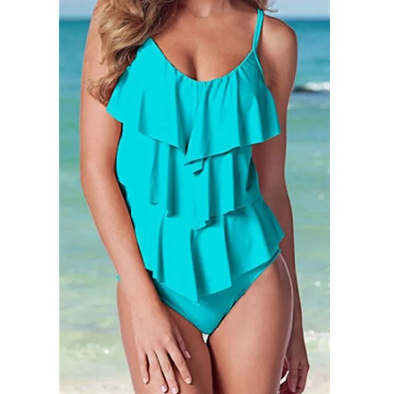 

Newest Hot Sexy Swimwear Women Multi-layer Solid One-Piece Swimsuit Beachwear Swimwear Push-up Monokini Summer Bikini