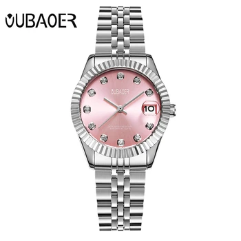 

OUBAOER Business Quartz Woman Watch Stainless Steel Bracelet Diamond Ladies Watches Auto Date Women Wristwatches Relogio 6090LB