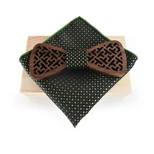 Mantieqingway деревянный лук галстук набор для мужской носовой платок полиэстер Карманный квадратный Для Свадебное торжество деловая встреча деревянная бабочка подарок