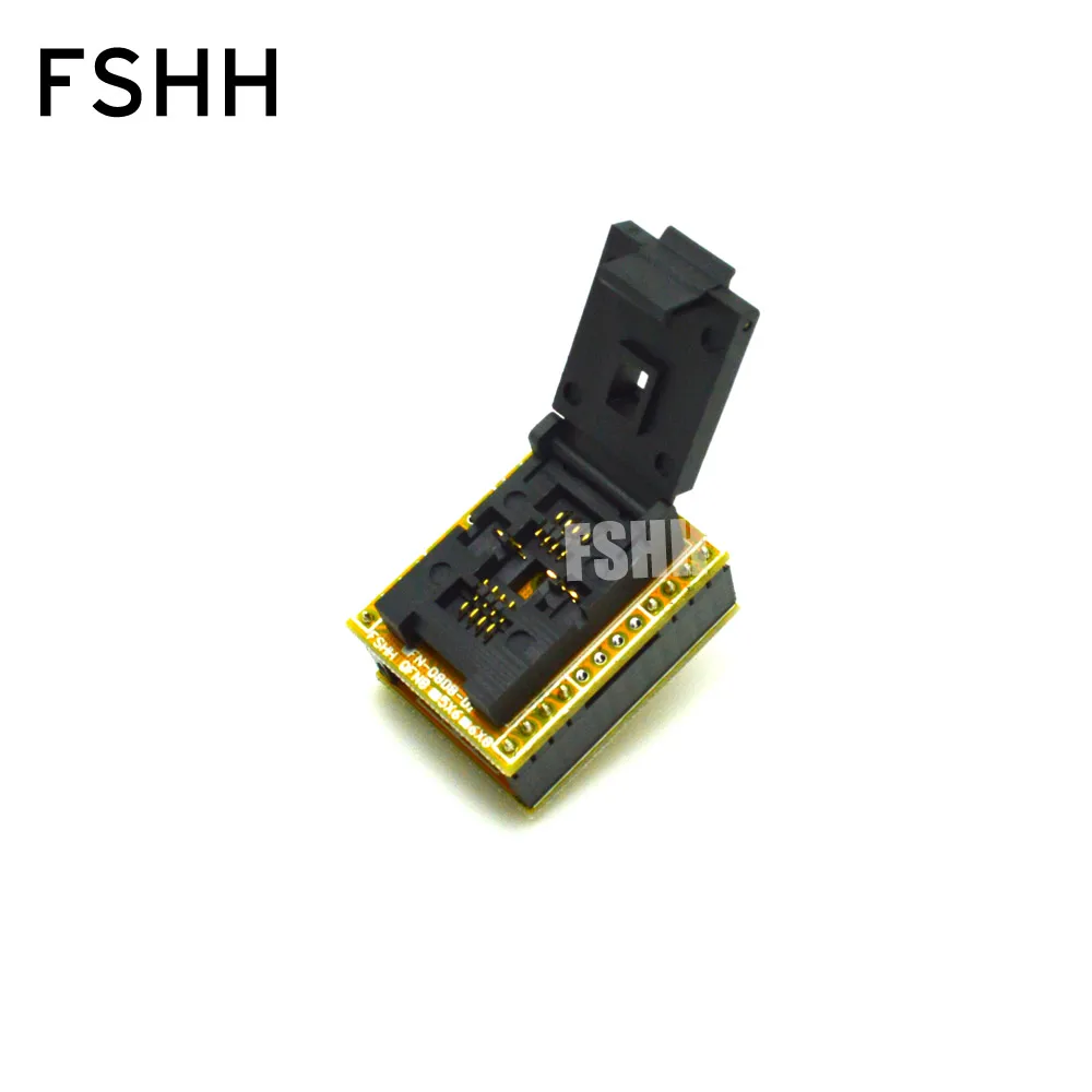 QFN8 to DIP8 Programmer Adapter WSON8 DFN8 MLF8 to DIP8 socket for 25xxx 6x8mm Pitch=1.27mm QFN8 to DIP8 Programmer Adapter WSON8 DFN8 MLF8 to DIP8 socket for 25xxx 6x8mm Pitch=1.27mm