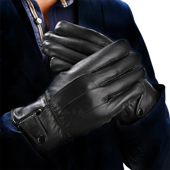 

New Designer Luxury Mens Gloves High Quality Genuine Leather sheepskin Mittens Warm Winter Gloves for fashion Male Glove luva