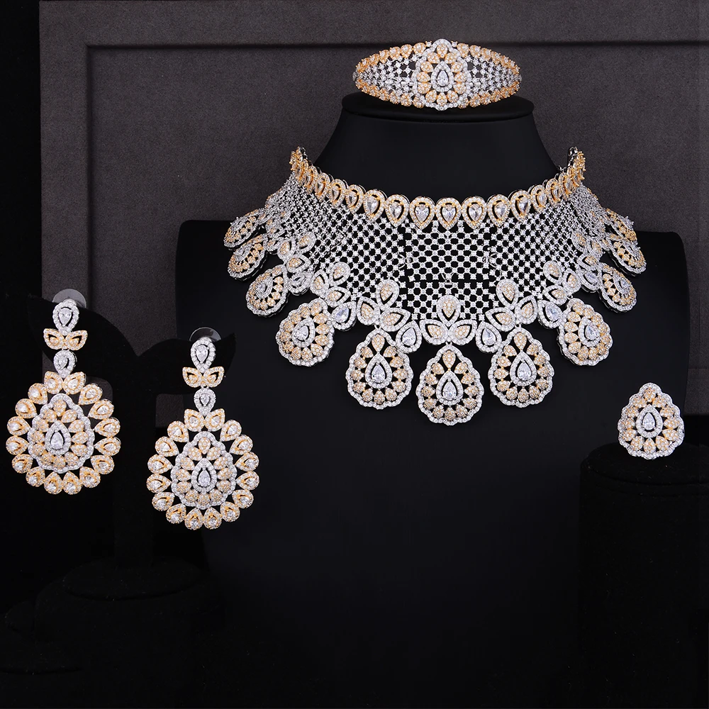 

GODKI Luxury Water Drop Cubic Zirconium Earring Necklace Set Dubai Silver Jewelry Sets For Women Indian Nigerian jewelry Sets