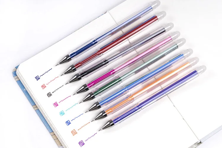 8 colors/lot Simple transparent Erasable Colour Gel Pen Signature Pen Escolar Papelaria School Office Supply Promotional Gift