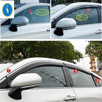 baratas Yimaautotrims Viseiras Da Janela Toldos Vento Chuva Escudo Defletor Viseira Guarda Ventilação Capa Kit Apto Para Toyota Avalon 2019 2020