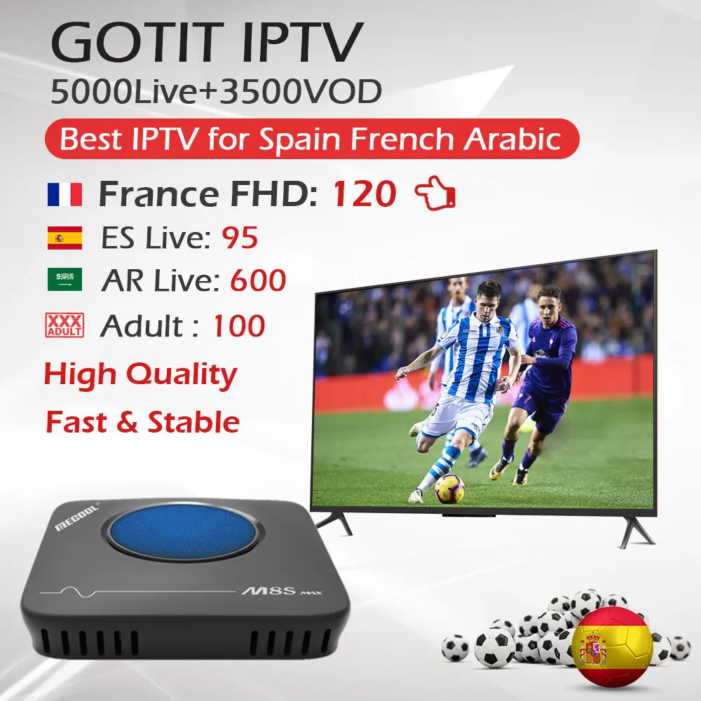 

Best KING IPTV France Arabic Spanish IPTV+M8S MAX Amlogic S912 Andriod TV Box 3G/32G Support OTA Dual Wifi BT4.1 4K Set Top Box