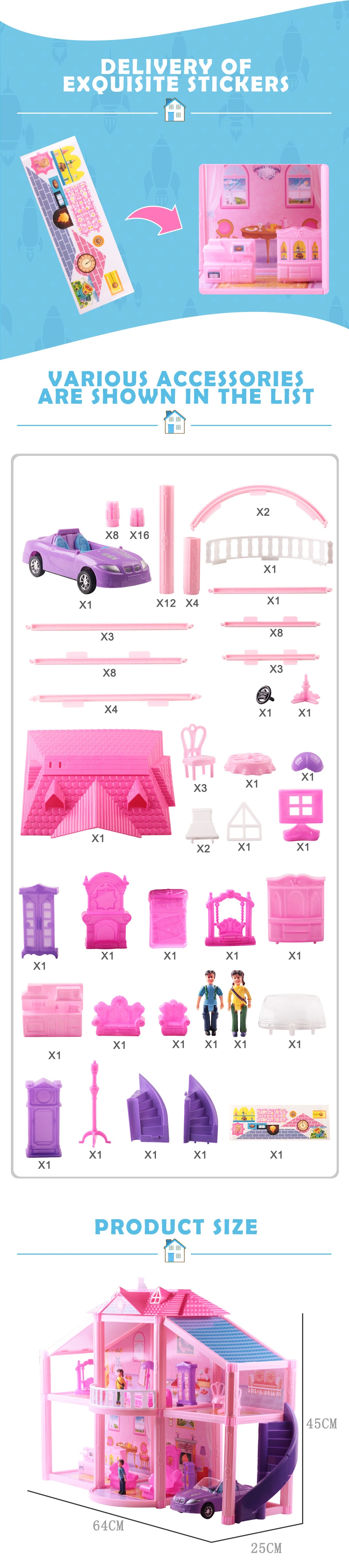 Новый diy pink собраны роскошная вилла моделирование кукольный домик Миниатюрные аксессуары гостиная комната набор мебели милый дом