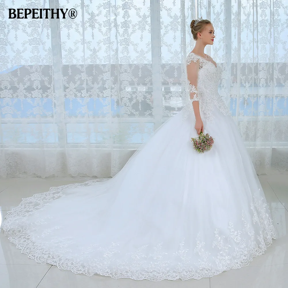 Новое прозрачное зимнее свадебное платье с рукавами три четверти Casamento Robe De Mariage, сексуальные свадебные платья, дешевое свадебное платье es