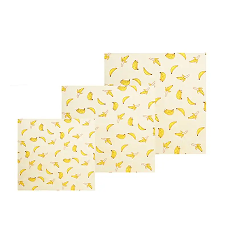 3 шт. ткань банан Печать Многоразовые 3 разных размера пчелиный воск сохранение одежда хлопковая одежда для дома кофе магазин кухня
