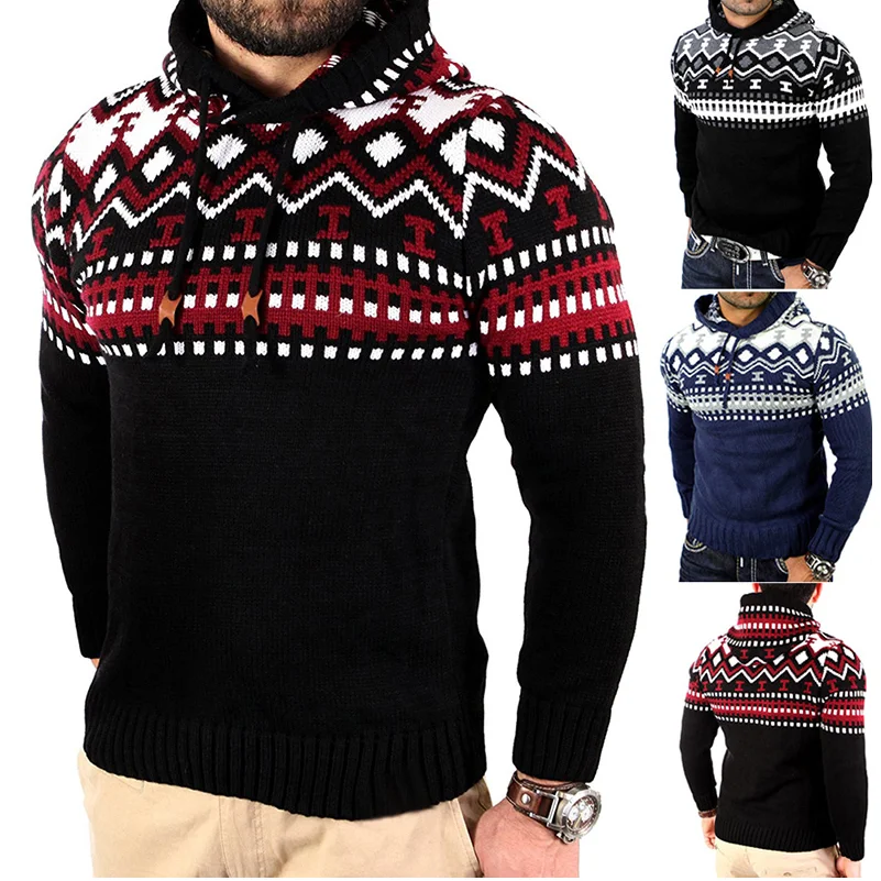 AKSR, новинка, повседневный теплый мужской зимний свитер с капюшоном, с длинными рукавами, смешанные цвета, Утолщенные, облегающие пальто, брендовые свитера для мужчин