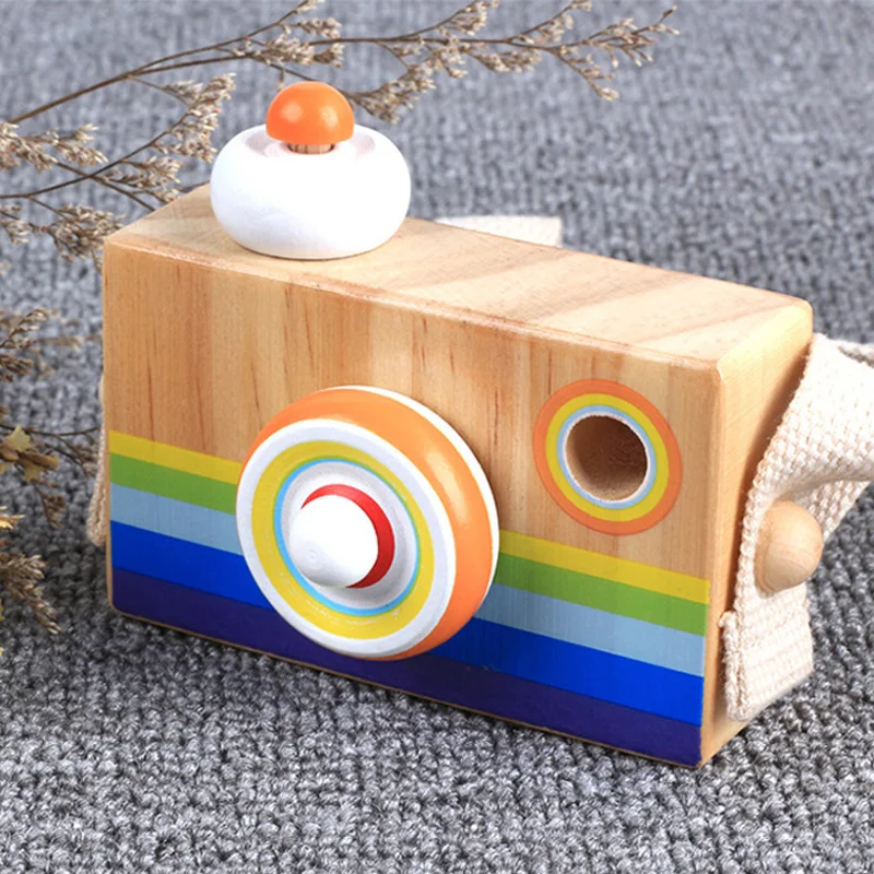 Montessori Toys Kids Early Educational Learning Wooden Toys for Children Simulation Camera Bee Eye Effect Magic Kaleidoscope