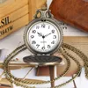 Bronze pompier affichage Quartz montre de poche chaîne Fob exquis en relief conception collier pendentif Steampunk Souvenir horloge ► Photo 2/6