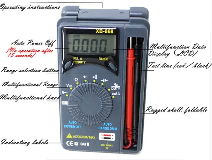 Taschenformat Auto Range Digital Multimeter LCD Voltmeter AC DC Tester