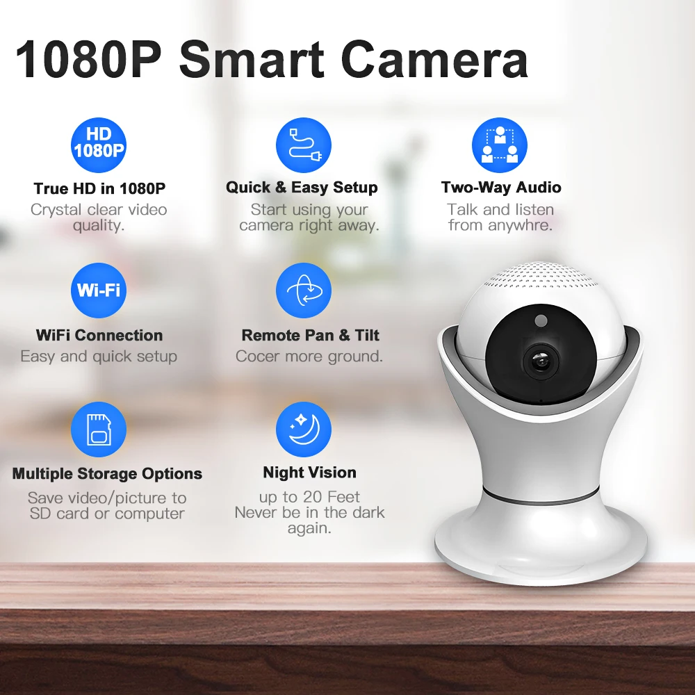 SDETER 1080P 2MP Беспроводная ip-камера Wifi домашняя камера видеонаблюдения видео запись двухстороннее аудио ночное видение Детский Монитор 1080P