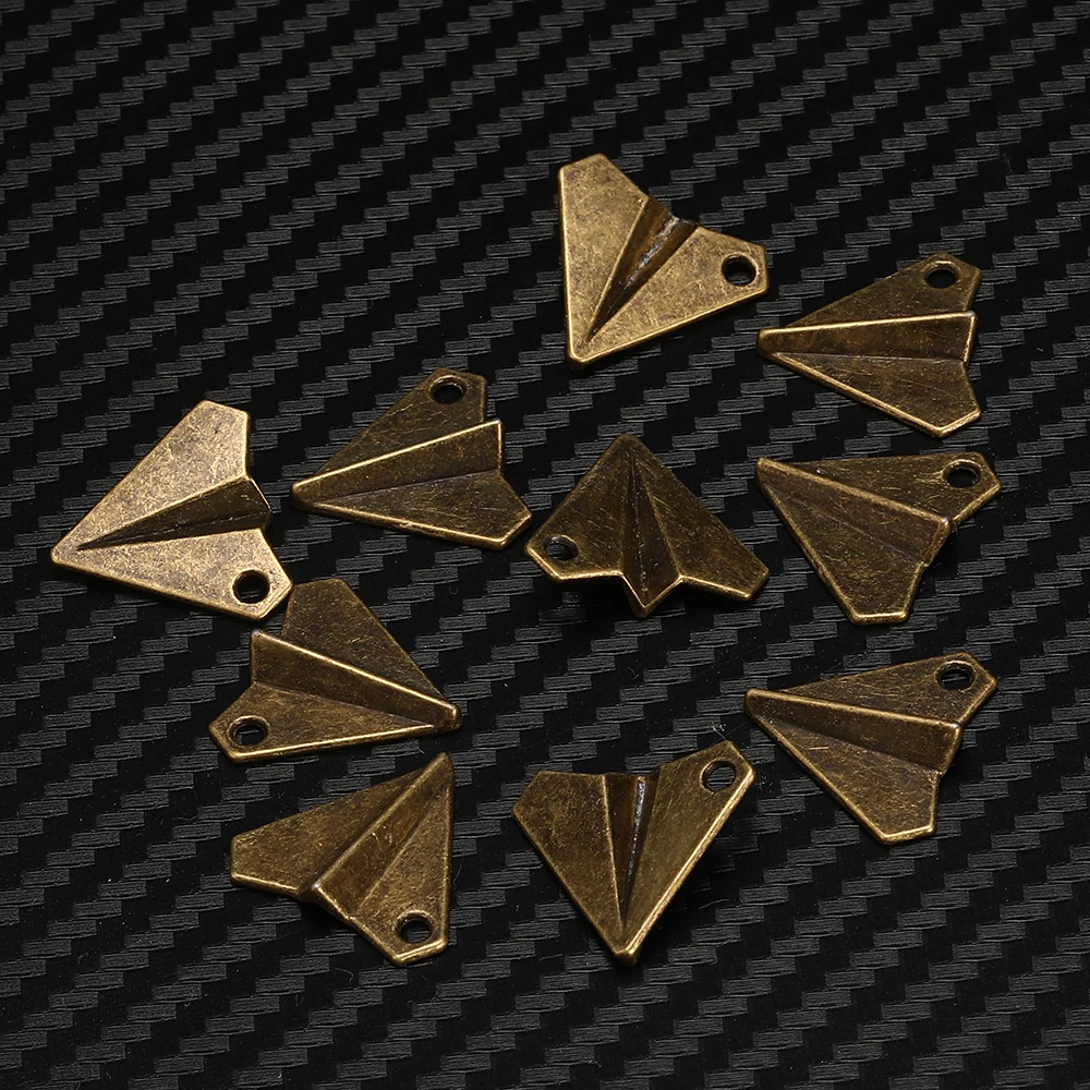 

20PCS 17x18mm Small Antique Bronze Silver Color Accessories Findings Vintage Pendant Paper Plane Charms for Necklace DIY Making