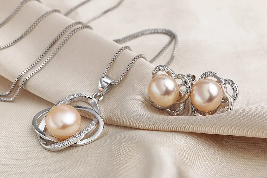 Натуральный жемчуг набор украшений для женщин Мода Высокое качество серебро 925 пробы ожерелье и серьги Лучшая цена