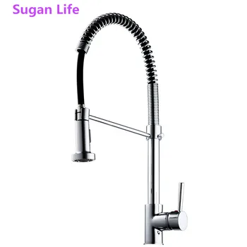 

Sugan Life Spring Style Kitchen Faucet Brushed Nickel Faucet Pull Out All Around Rotate Swivel 2-Function Water Outlet Mixer Tap