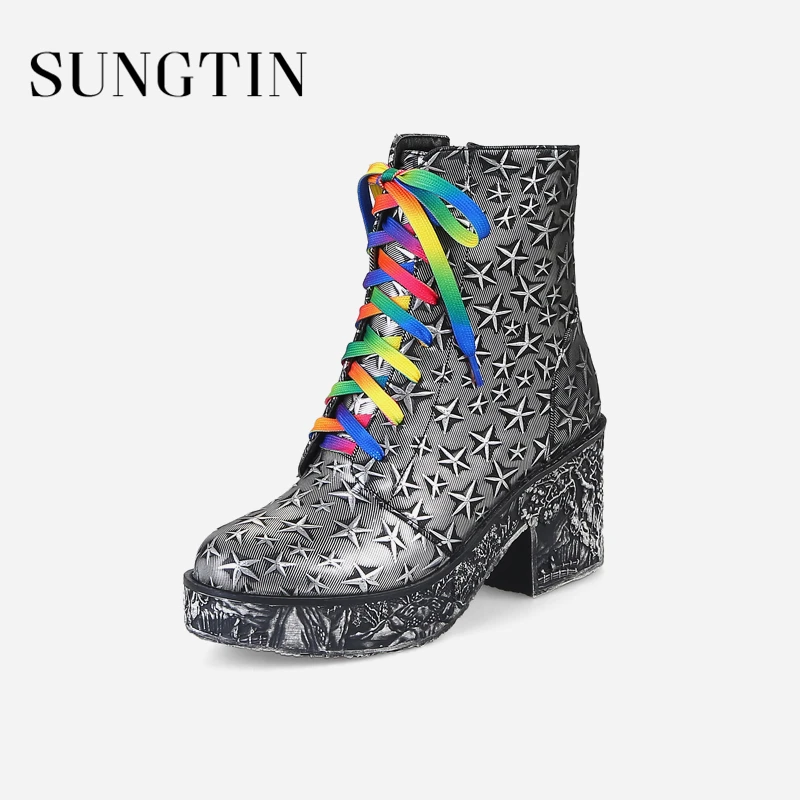 Schuhe Basic Neue Basic Pu Lace Plush Basic Golden golden Reiten Heel Damen Sungtin up Kurze Winter Plüsch Plattform Plush Große silver silver Größe multicolor Frauen Stiefel Stiefeletten High 4xc5qTp7wY