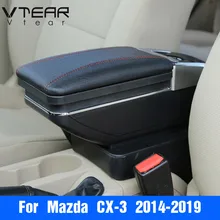 Vtear для mazda CX-3 CX3 2018 2019 аксессуары подлокотник коробка центральный магазин коробка содержание держатель стакана, пепельница подкладке автомобиль-Стайлинг