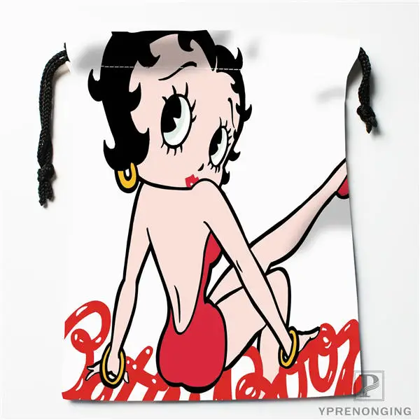 Изготовленные на заказ сумки на шнурке Betty Boop с принтом, модные дорожные сумки для хранения, мини-сумка для плавания, походов, игрушек, размер 18x22 см#180412-11-09 - Цвет: Drawstring Bags