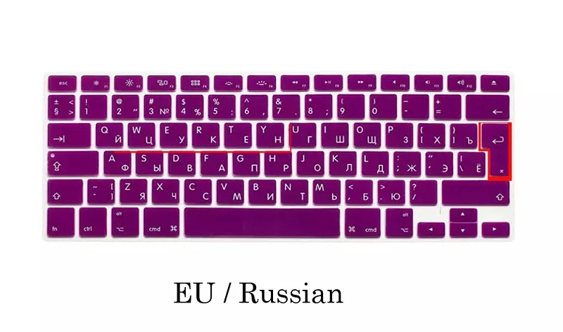 EU/US Мягкий силиконовый чехол для Macbook Pro 13 15 CD rom Клавиатура Обложка в русском стиле для Macbook Pro 13 15 A1278 A1286 Русская клавиатура - Цвет: EU Russia Purple