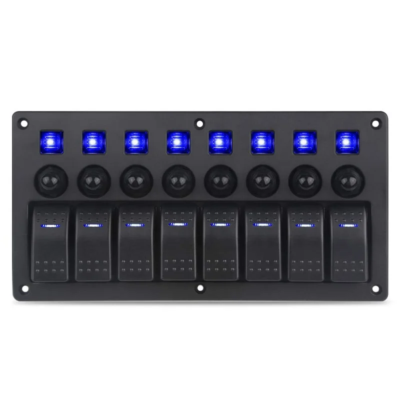 

Marine Boat Car 8 Gang ON-Off Ignition 3 Pin Waterproof Toggle Rocker Switch Panel 12V/24V CAMPER CARAVAN RV BOAT SHIP TACHT