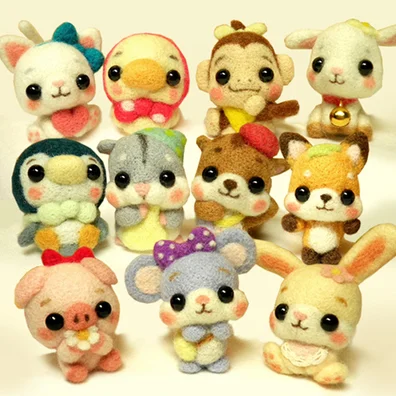 

Small animal mobilization cartoon set wool needlepoint kit wool felt needle felting decoration craft needlecraft DIY handmade