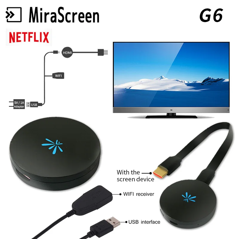MiraScreen G6 Wireless Smart TV Stick 2.4G TV Dongle HDMI 1080P Airplay DLNA Play Android Wifi Display TV Receiver 