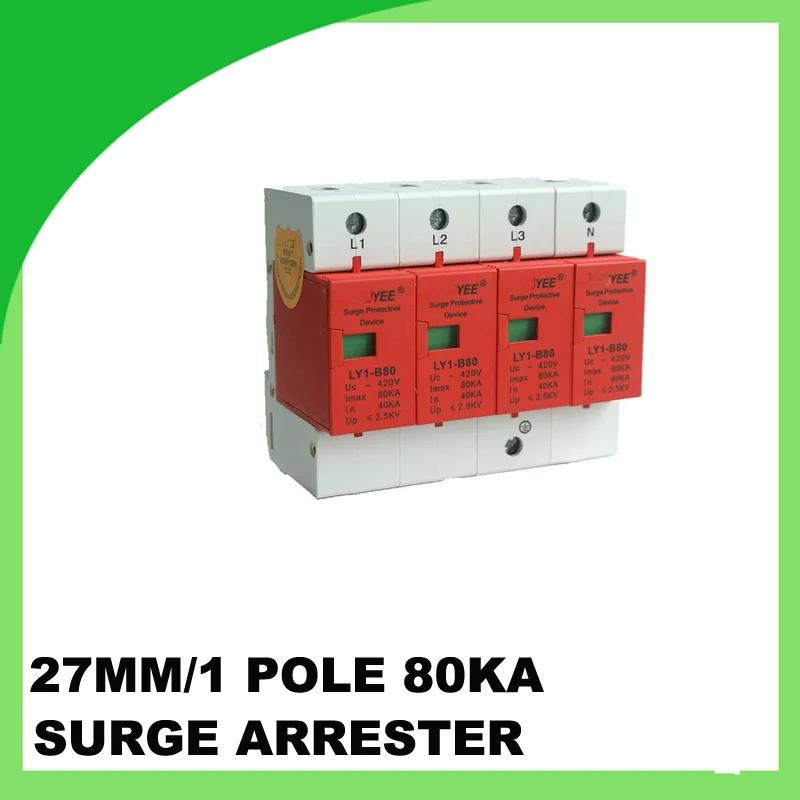 

80KA 420v 4POLE 3P+N 80A 27mm width SPD House Surge Protector Protective Low-voltage Arrester Device