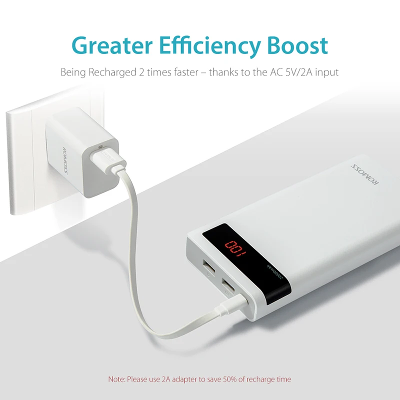 20000mAh ROMOSS Sense 6P Power Bank Dual USB Portable External Battery With LED Display Fast Portable Charger For Phones Tablet 20000mAh ROMOSS Sense 6P Power Bank Dual USB Portable External Battery With LED Display Fast Portable Charger For Phones Tablet