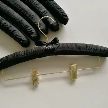 

38CM Quality Hangers With Horizontal Line Padded Hangers for Men Hanger With Clips Satin Canvas Covers for Adults Clothes Pants