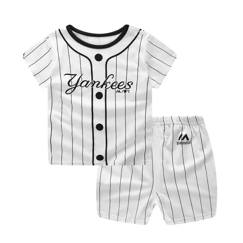 Одежда в полоску для маленьких мальчиков летний комплект одежды для новорожденных мальчиков из 2 предметов, хлопковый костюм для маленьких девочек рубашка+ штаны, комплект одежды для младенцев