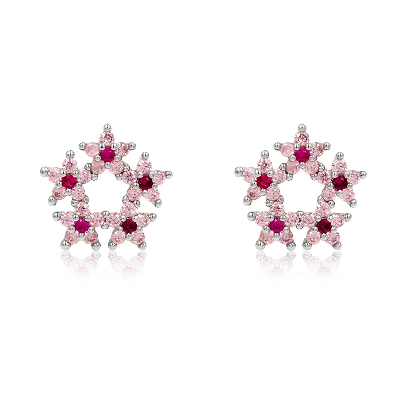 WEIMANJINGDIAN Новое поступление кубического циркония Фианит, циркон, Кристалл Пять звезд Серьги гвоздики для женщин или девочек