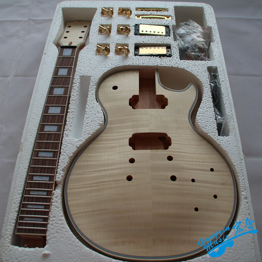 Tiger Pattern 3A Grade Maple Veneer LP Style Electric Guitar DIY Kit
