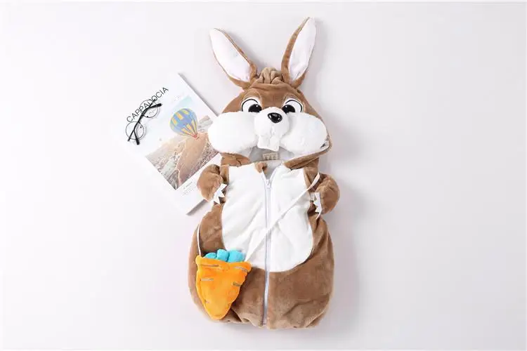 Doayni/ зимний велюровый жилет для малышей; Новинка; теплая одежда с капюшоном и кроликом; одежда из хлопка для младенцев; унисекс; сумки с морковкой