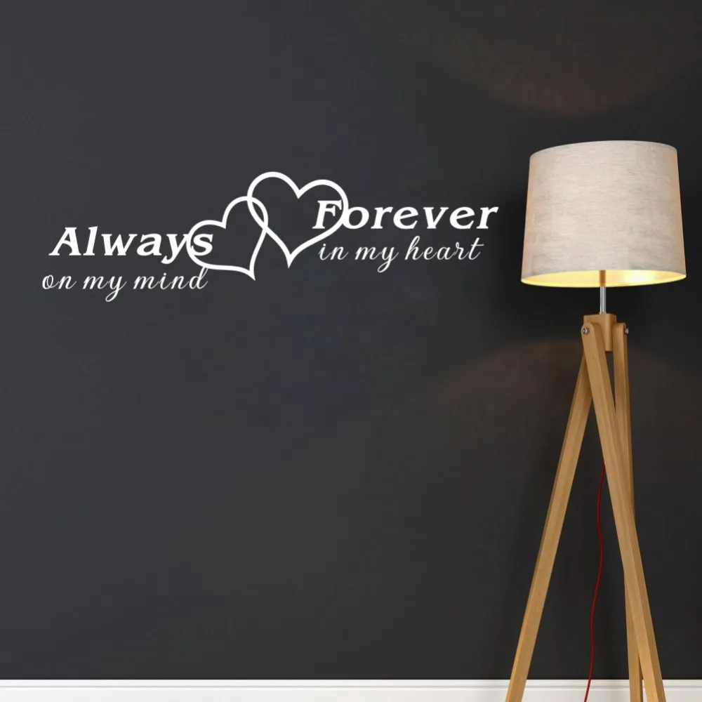 Виниловая наклейка с надписью Always on My Mind Forever in Heart|stickers love|vinyl decalfor room |
