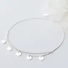 Bohi real. Ювелирные изделия из стерлингового серебра 925 пробы Многослойные полированные простые круглые монеты дизайн ножной браслет женский GTLS547