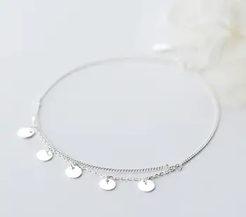 

Bohi 100% real. 925 Sterling silver Fine Jewelry Multi-Layers Polished Plain Round Coin design Anklet Bracelet women's GTLS547