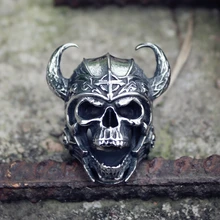Fresco Argento Colore 316L In Acciaio Inox Viking Warrior Cranio Anelli Mens Punk Nordic God of War Dei Monili del Motociclista Regalo per lui