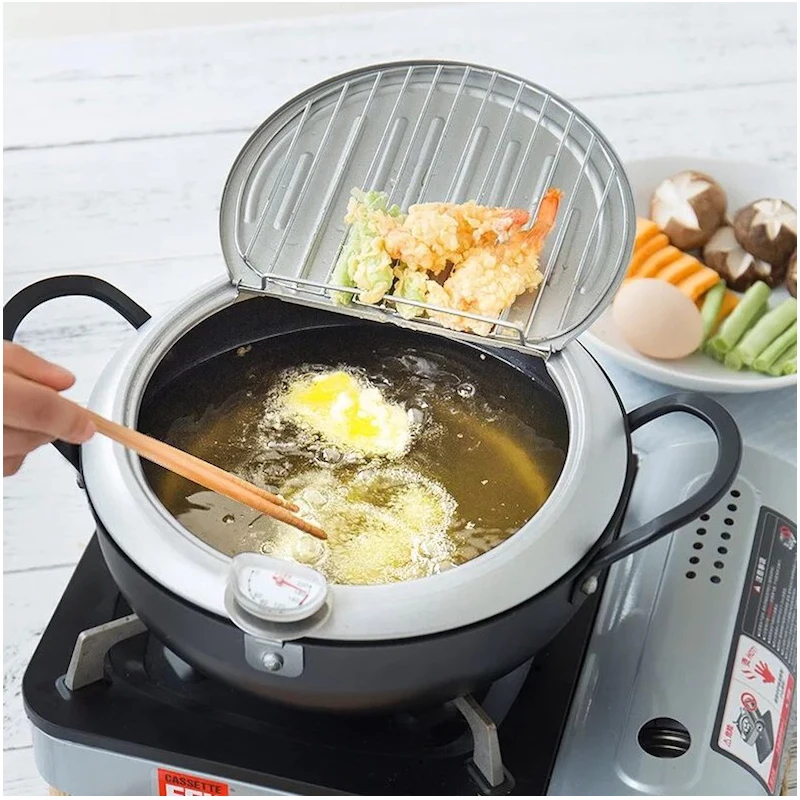 

Non-stick Frying Pan with thermometer induction Deep Fryer For Gas & Incuction Cooker
