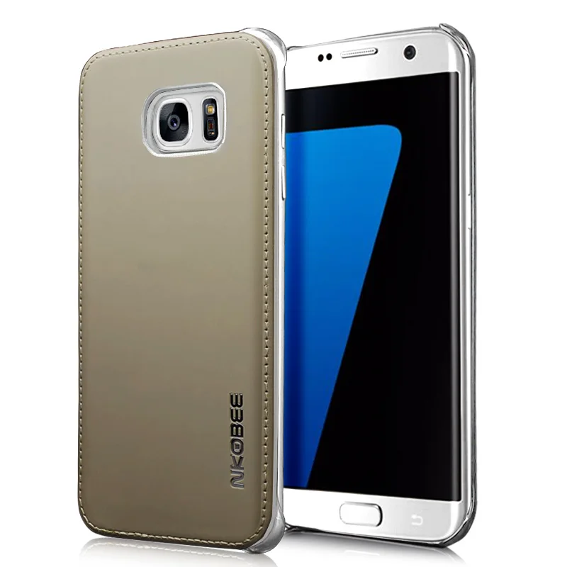 NKOBEE For Samsung Galaxy S7 Edge Case Leather Back Hard Cover For Samsung Galaxy S7 S7 Edge