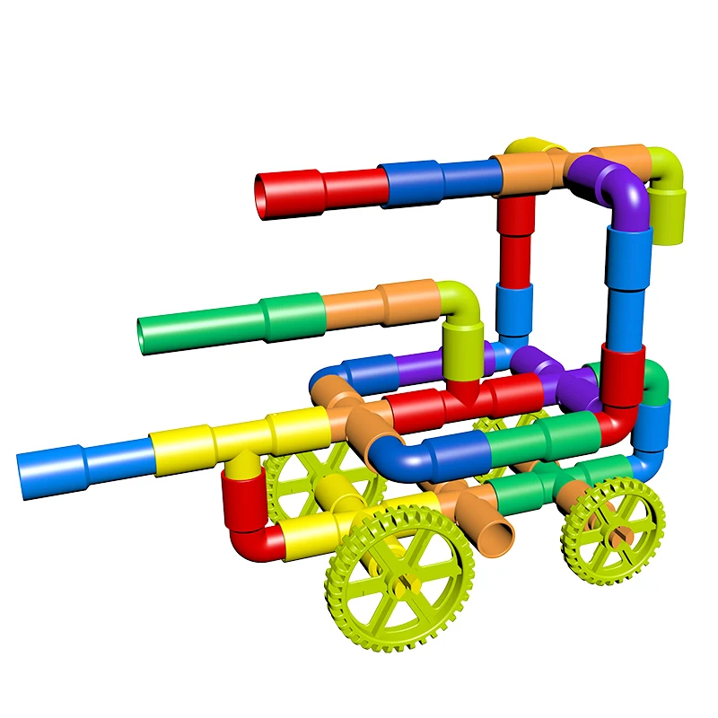 Colorful Water Pipe Building Blocks+Car Wheels DIY Assembling Pipeline Tunnel Car Model Compatible with Legoed Duploed Colorful Water Pipe Building Blocks+Car Wheels DIY Assembling Pipeline Tunnel Car Model Compatible with Legoed Duploed