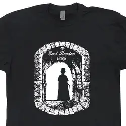 Топы крутая футболка Джек Потрошитель футболка Лондон ужас Сияющий Винтаж футболки Готический культ фильм футболка с круглым вырезом