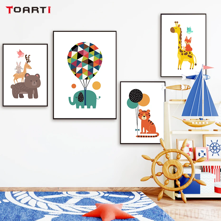 Cartoon Animals Canvas Painting  (1)
